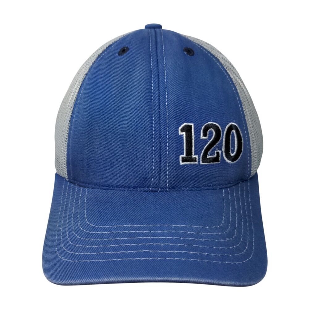 120 Laborers Snapback Trucker Hat Blue One Size Embroidered Mesh Back Graffiti